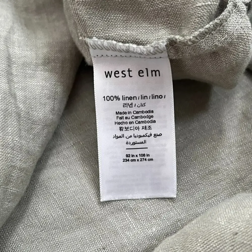 West Elm European Flax Linen Duvet Cover King Sage Green